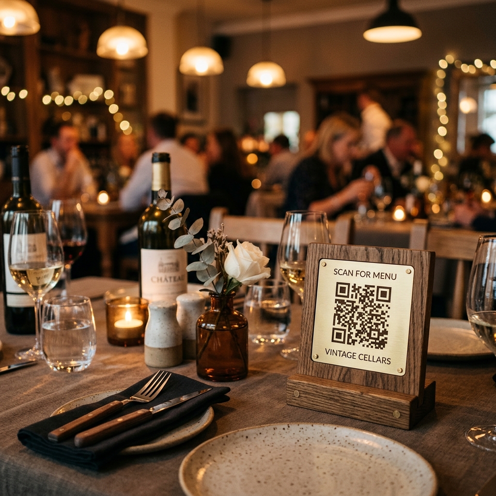 Código QR en la mesa del restaurante